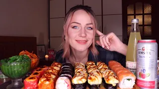 MUKBANG | Роллы, салаты | Sushi/rolls, salad не ASMR