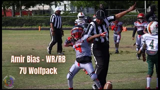 FREE FLOW VISUALS - Amir Bias 2023 Spring Highlight Reel. 7U Wolfpack. #youthfootballhighlights