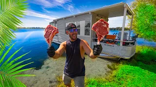 REAL 24K GOLD Tomahawk Steak House Boat Challenge!! (bad idea)