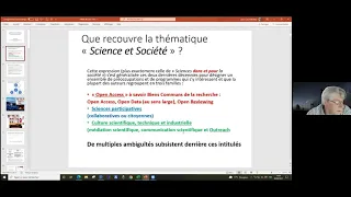 Webinaire  O. Las Vergnas. Science et Société : retour d'expérience