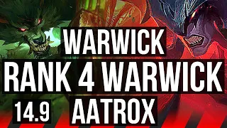 WARWICK vs AATROX (TOP) | Rank 4 Warwick, Quadra, 18/2/8, Legendary | KR Grandmaster | 14.9