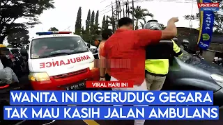 Disuruh Minggir Malah Ngamuk! Emak-emak Digerudug Pengendara Lain Gegara Sengaja Halangi Ambulans