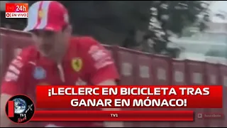 Captan a Charles Leclerc en bicicleta tras ganar el GP de Mónaco piloto de Ferrari se Enoja