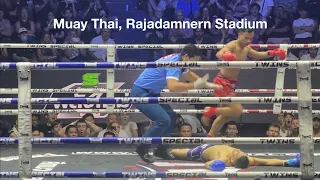 Muay Thai Matches at Rajadamnern Stadium, Bangkok Thailand  ムエタイの試合、バンコク