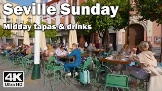 Sunday Downtown Tapas and Drinks 🍻 🍷 4k Virtual Walking Tour Seville Spain