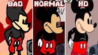 FNF Sunday Night Suicide Repainted Mickey Bad VS Repainted Mickey Normal VS  Repainted Mickey HD