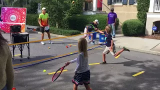 Kids trying tennis for first time