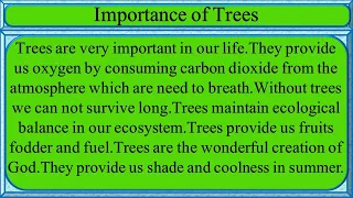 Importance of trees paragraph | essay on importance of trees |importance of trees essay in english |