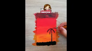 #shorts Painting Palm Tree at Sunset