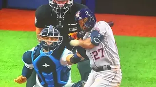 Jose Altuve injured elbow after hit by pitch exits game. Astros vs Rays highlights