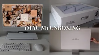 iMac M1 24’ silver unboxing & setup  🖥📦