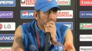 Ms Dhoni talks at the press conference after wining the world cup 2011