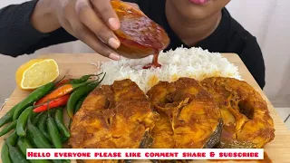 ASMR|MUKBANG EATING SPICY FISH CURRY,GREEN CHILLIES AND EXTRA GRAVY