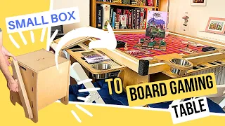 I test out a Small Space Board Gaming Table- The Stowii! Box to Table with adaptable options!