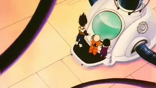 Vegeta cura a goku y le da armaduras a krillin y gohan