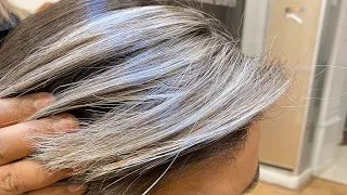 Silver Gray Hair Colour | Keune Hair Colour | Gray Higlights | Farah salon