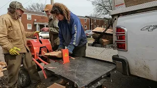 Splitting Cherry We Harvested For Firewood