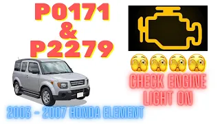 2003 - 2006 Honda Element codes P0172 & P2279 -  p0507  Check Engine Light on