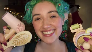 ASMR Elf Does Your Wooden Makeup & Skincare 🎄(holiday roleplay, sleep aid, layered sounds)