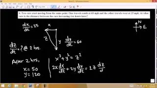 Related rates: Cars moving in two directions