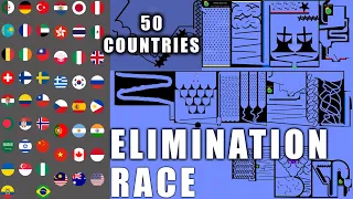 50 Countries Elimination Marble Race in Algodoo  Marble Race King