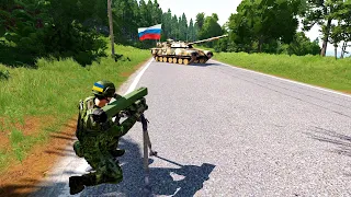 2 Russian T-80 tanks destroyed by Ukrainian NLAW ! ARMA 3