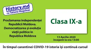 Proclamarea independenței Republicii Moldova. Democratizarea și evoluția vieții politice în RM
