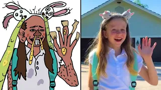 Nastya and Friends teach School bus rules Drawing Meme