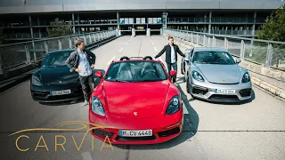 PORSCHE CAYMAN GT4 vs. GTS [2,5 Liter] vs. Basis Boxster - Der große 718 Vergleich | CarVia