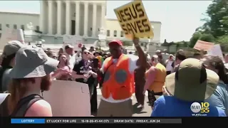 Demonstrators protest outside Supreme Court after Roe v. Wade decision