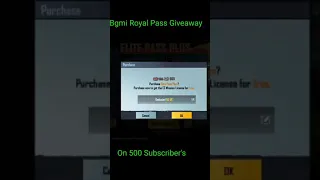 Bgmi M3 Royal Pass Giveaway On 500 Subscriber's #pubgmobile#shorts