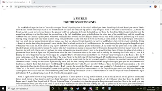 A Pickle For The Knowing Ones (Introduction Reading)