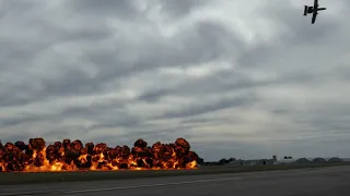 A-10 Demo Team - wall of fire - at the 2021 Stuart Air Show