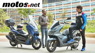 HONDA PCX 125 vs YAMAHA NMAX 125 2021| Comparativa / Prueba / Test / Review en 4K | motos.net