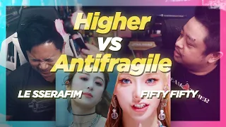 Banger vs Banger! LE SSERAFIM 'AntiFragile' vs FIFTY FIFTY 'Higher' MV Reaction.