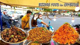 Bizarre Foods in Cambodia | Fried Cricket, Water bugs, Silk worm, Baby frogs