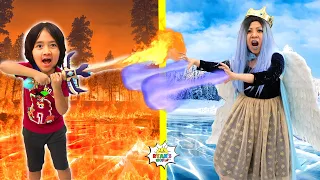 Hot vs Cold Challenge Ryan against the ice queen 1 hr kids show