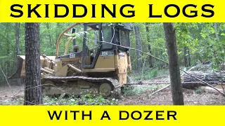 Caterpillar D5 Skidding Logs With A Dozer