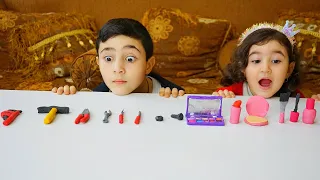 Celina and Hasouna make makeup and tools from PlayDoh clay