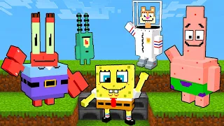 Minecraft: Bob Esponja vs Cazadores (Patricio, Arenita, Planctón, Don Cangrejo)