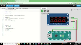 online simulation of arduino nano with 4 digits seven segment display