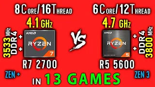 Ryzen 7 2700 OC vs Ryzen 5 5600 OC Test in 13 Games or R5 5600x vs R7 2700x