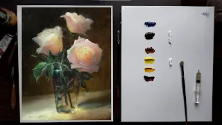 How to Paint Roses and light. The idea of a spring painting on canvas! #art