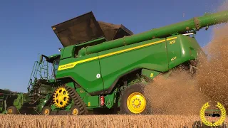 John Deere X9 1100 und S790i / 2 X Großmähdrescher im Einsatz bei der Weizenernte / Original Sound