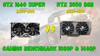 GTX 1660 Super VS RTX 3050 8GB Gaming Benchmark 1080P/FHD and 1440P/2K/QHD!
