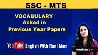 Vocabulary Asked in SSC MTS 2020 Previous Year Paper | Rani Ma'am  | Part-2