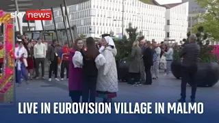 Fans gather at Eurovision village in Malmo as second dress rehearsal gets underway