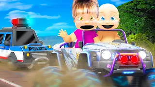 Baby & Sister Race OFFROAD from Cops...