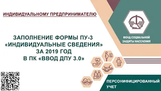 Индивидуальному предпринимателю. Заполнение ПУ-3 за 2019 год.