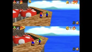 2-Player Splitscreen Super Mario 64 (Actual N64) (Uncommentated)